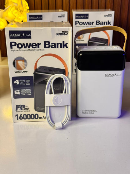 Dubai-Made | 160000mAh Power Bank –  6 Outputs | LED Lamp | Smart Display  | Overload & Temp Protected + FREE Type-C to C Anti-Cut Cable