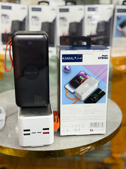 80000mAh Made in Dubai Power Bank – 68W PD Fast Charge | 7 Outputs | Smart Display + FREE C-C Anti-Cut Cable