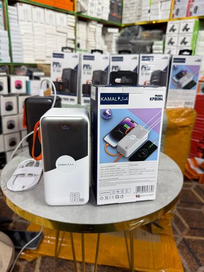 80000mAh Made in Dubai Power Bank – 68W PD Fast Charge | 7 Outputs | Smart Display + FREE C-C Anti-Cut Cable
