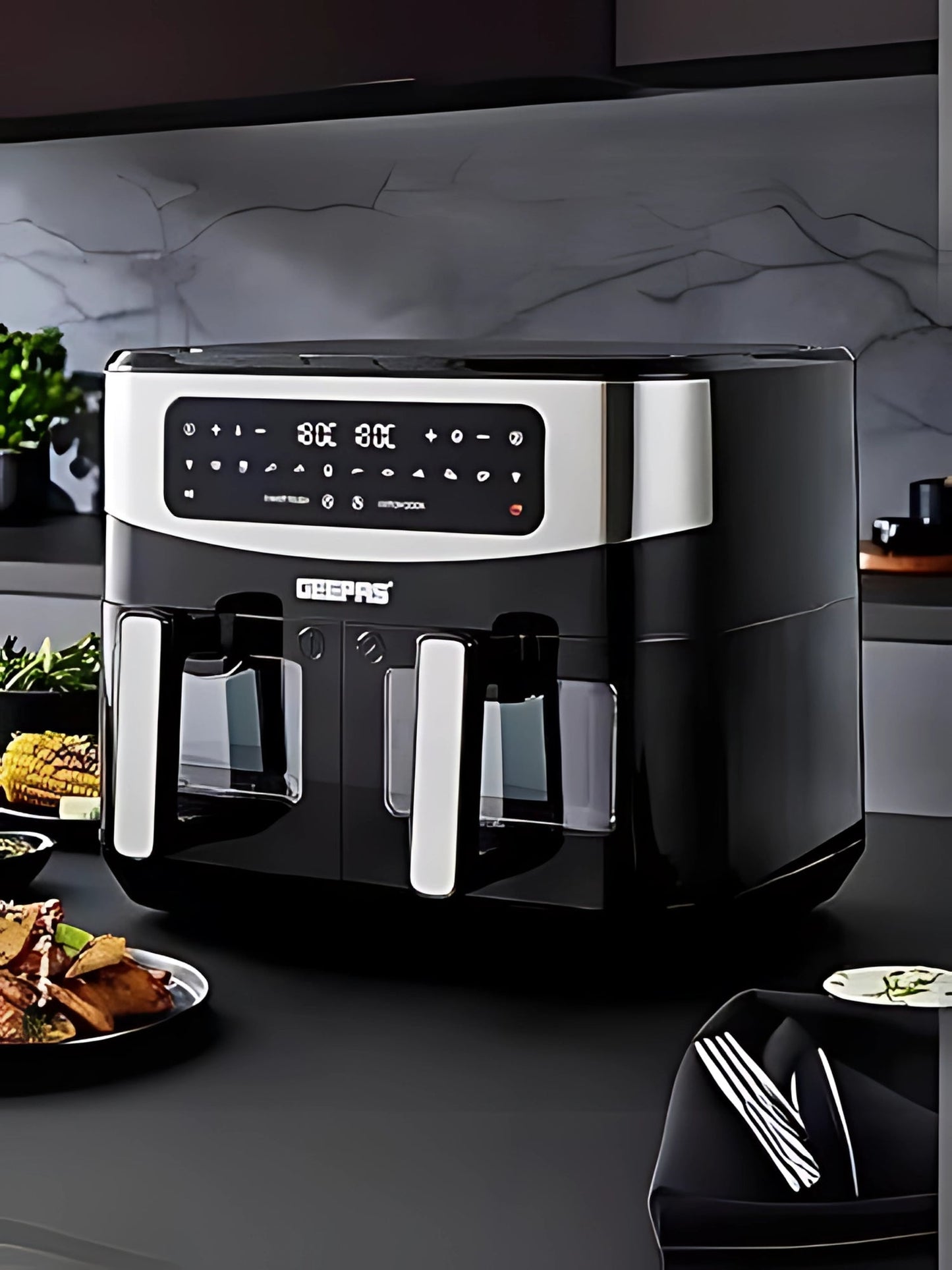 Geepas 9 L Dual Basket Digital Air Fryer- GAF37525U