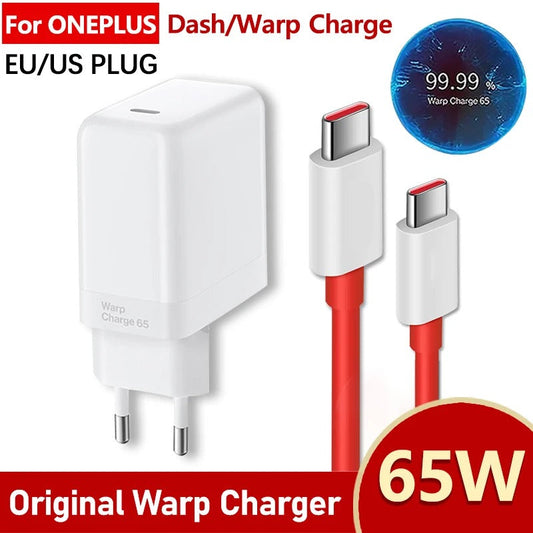 Original 65W Charger Dash Warp Fast Charger EU US Power Adapter With USB C Cable Lot Imported