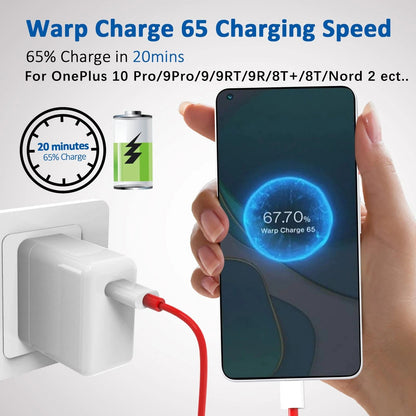 Original 65W Charger Dash Warp Fast Charger EU US Power Adapter With USB C Cable Lot Imported