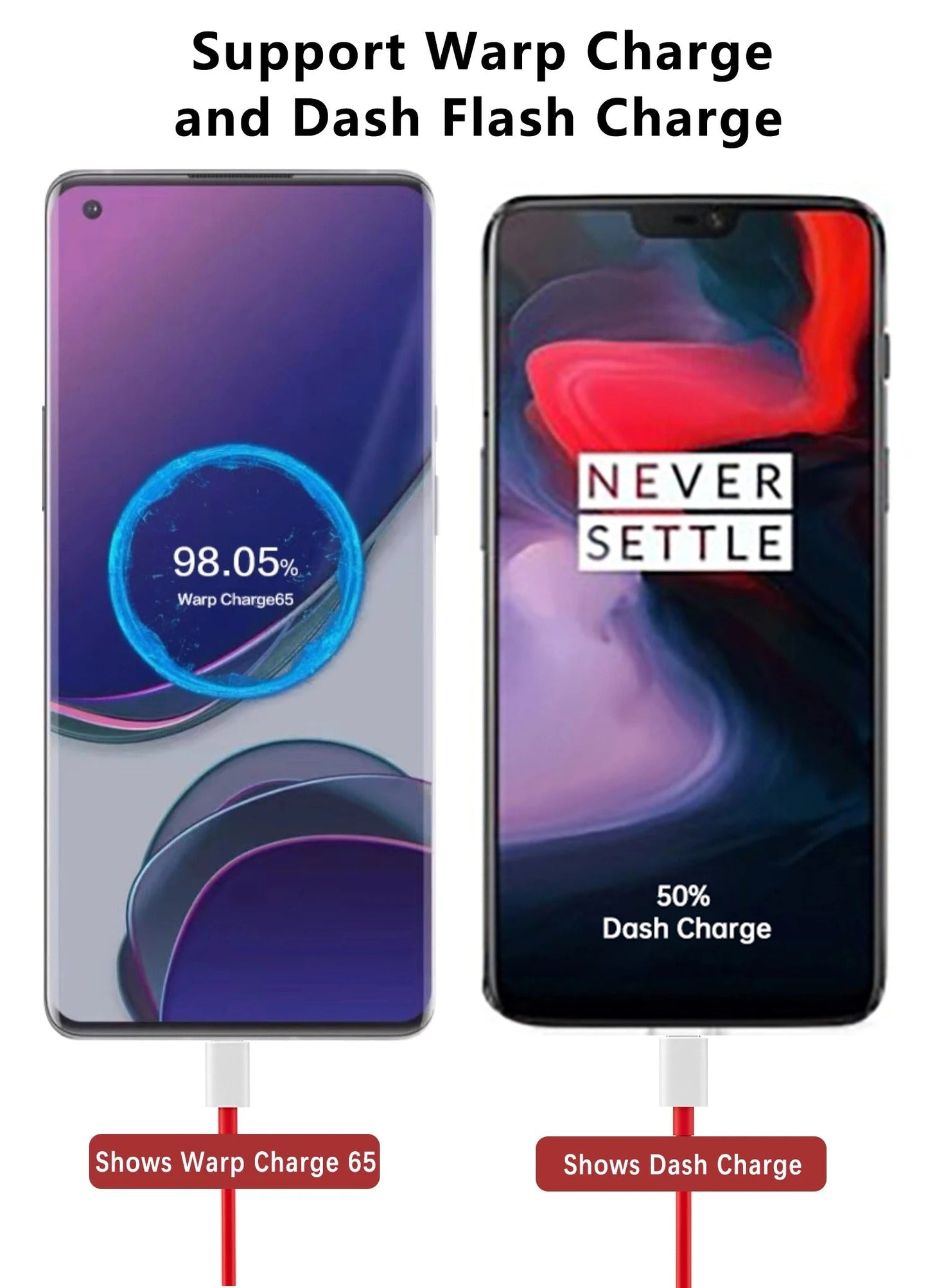 Original 65W Charger Dash Warp Fast Charger EU US Power Adapter With USB C Cable Lot Imported