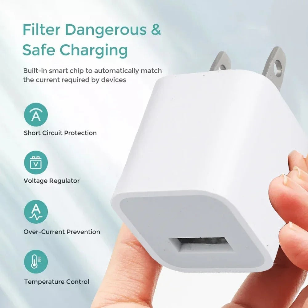 USB Charger Block Fast Charging US Plug Wall Charger Power Adapter for iPhone 14 13 12 11 Pro Max XR XS X 8 7 6 Plus iPad 5V 1A
