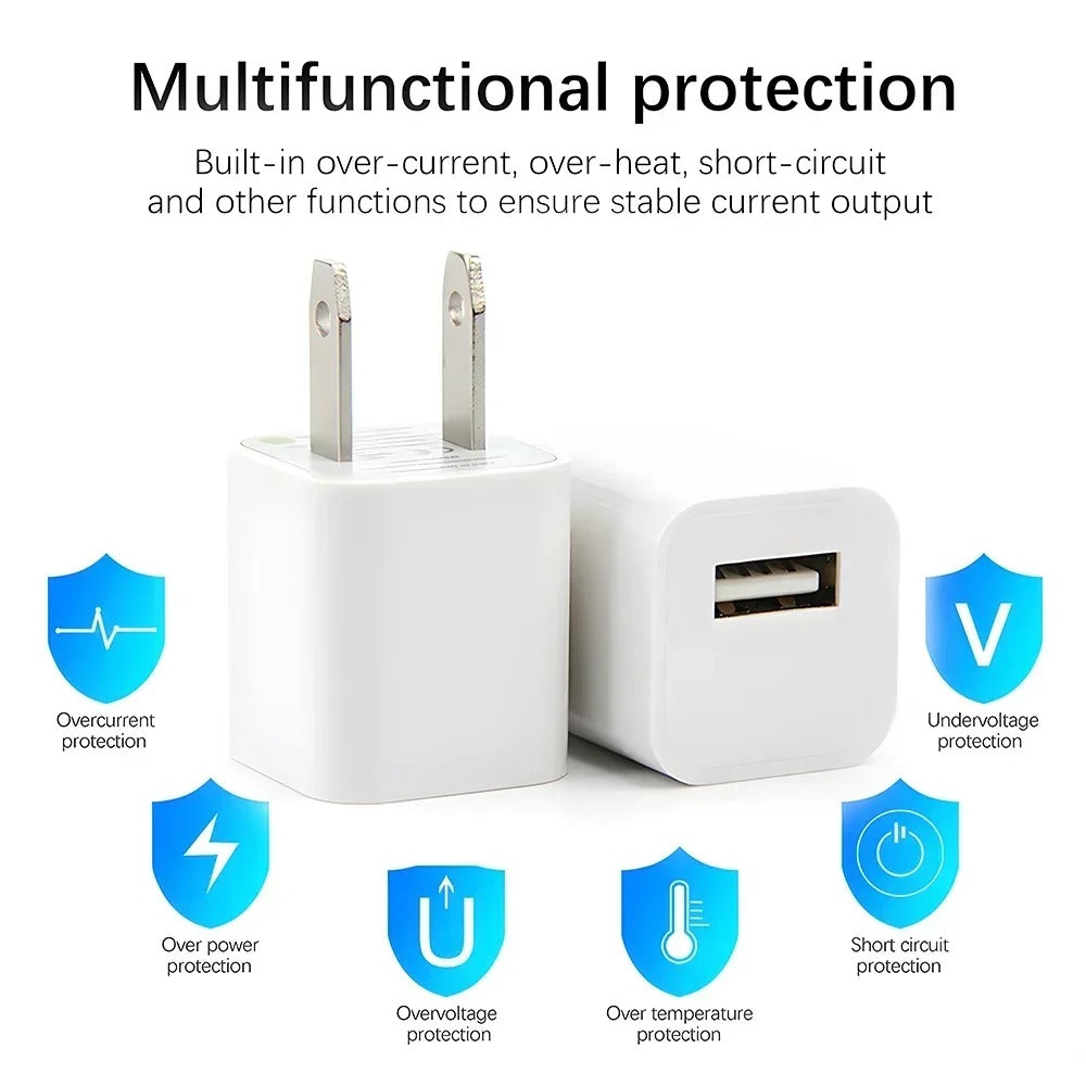 USB Charger Block Fast Charging US Plug Wall Charger Power Adapter for iPhone 14 13 12 11 Pro Max XR XS X 8 7 6 Plus iPad 5V 1A