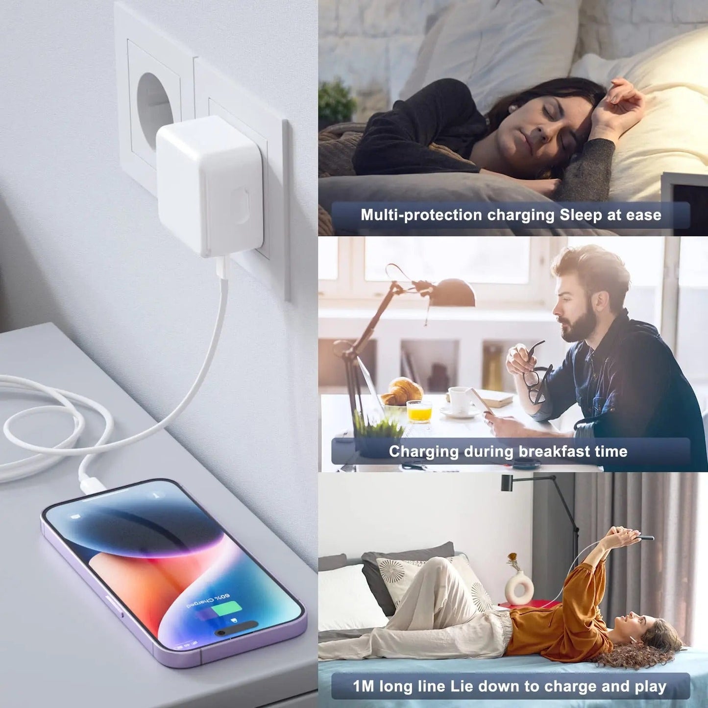 USA Lot Imported 100% Original Apple 35W Dual PD Fast Charger with Free 2 Cables