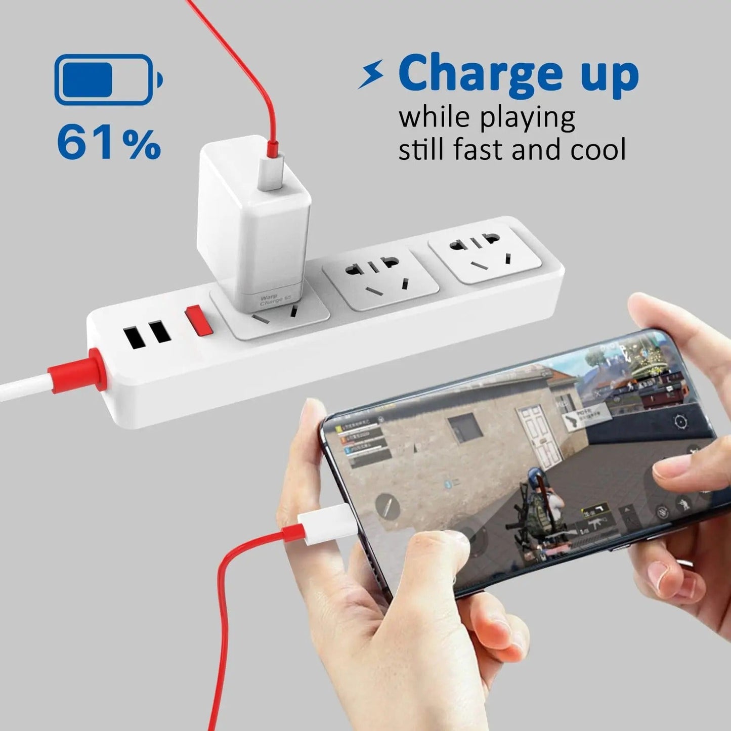 Original 65W Charger Dash Warp Fast Charger EU US Power Adapter With USB C Cable Lot Imported