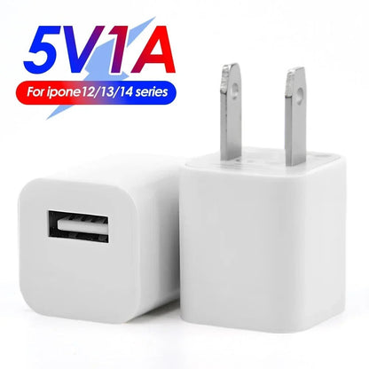 USB Charger Block Fast Charging US Plug Wall Charger Power Adapter for iPhone 14 13 12 11 Pro Max XR XS X 8 7 6 Plus iPad 5V 1A