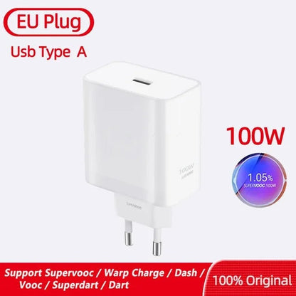 Oneplus Original 100W Charger Supervooc Super Fast Charging Travel Adapter For Oppo Find X6 X5 Realme