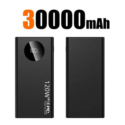 120W 30000mAh High Capacity Power Bank Super Fast Charging Powerbank Portable
