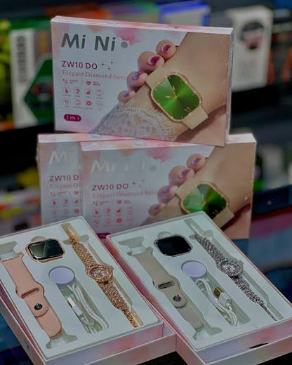 Mi Ni ZW10 Diamond Smartwatch + Luxury Analog Watch for Women – Combo Gift Set, Fitness Tracker, Stylish & Elegant Design